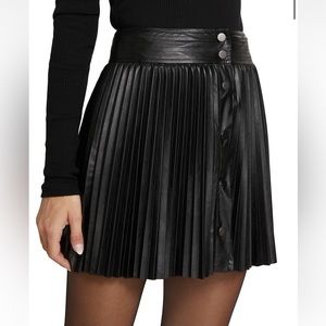 NWT Ramy Brook Anya Vegan Leather Pleated Skirt